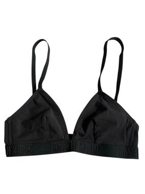 Calvin Klein Women`s Monochrome Logo Triangle Bralette Size S Black Feminine